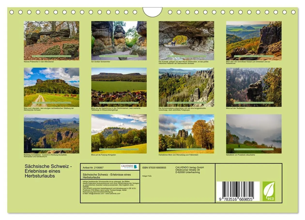 Bild: 9783516669855 | Sächsische Schweiz - Erlebnisse eines Herbsturlaubs (Wandkalender...