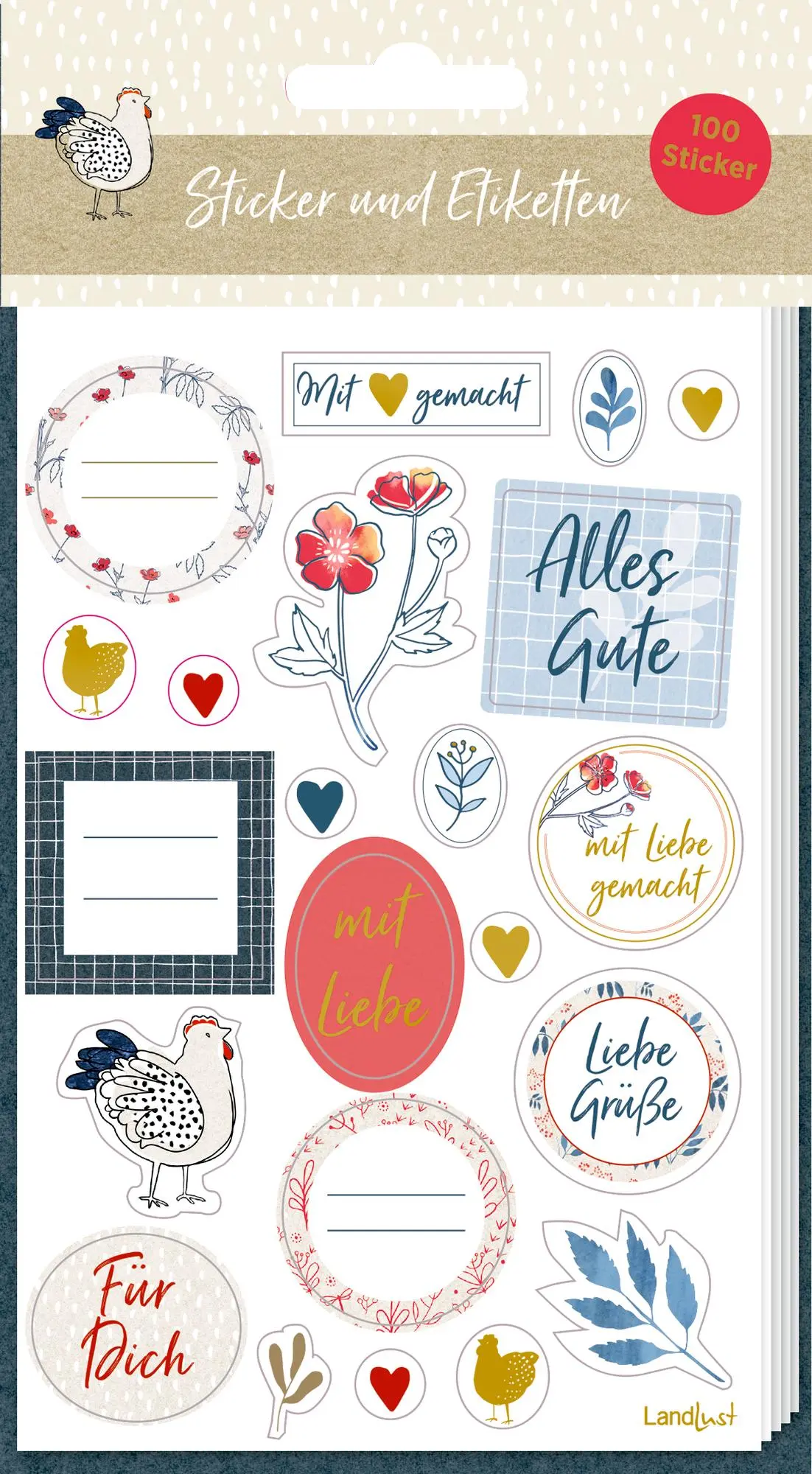Cover: 4050003959955 | Sticker und Etiketten - Stickerbogen mit 100 Stickern | LandLust