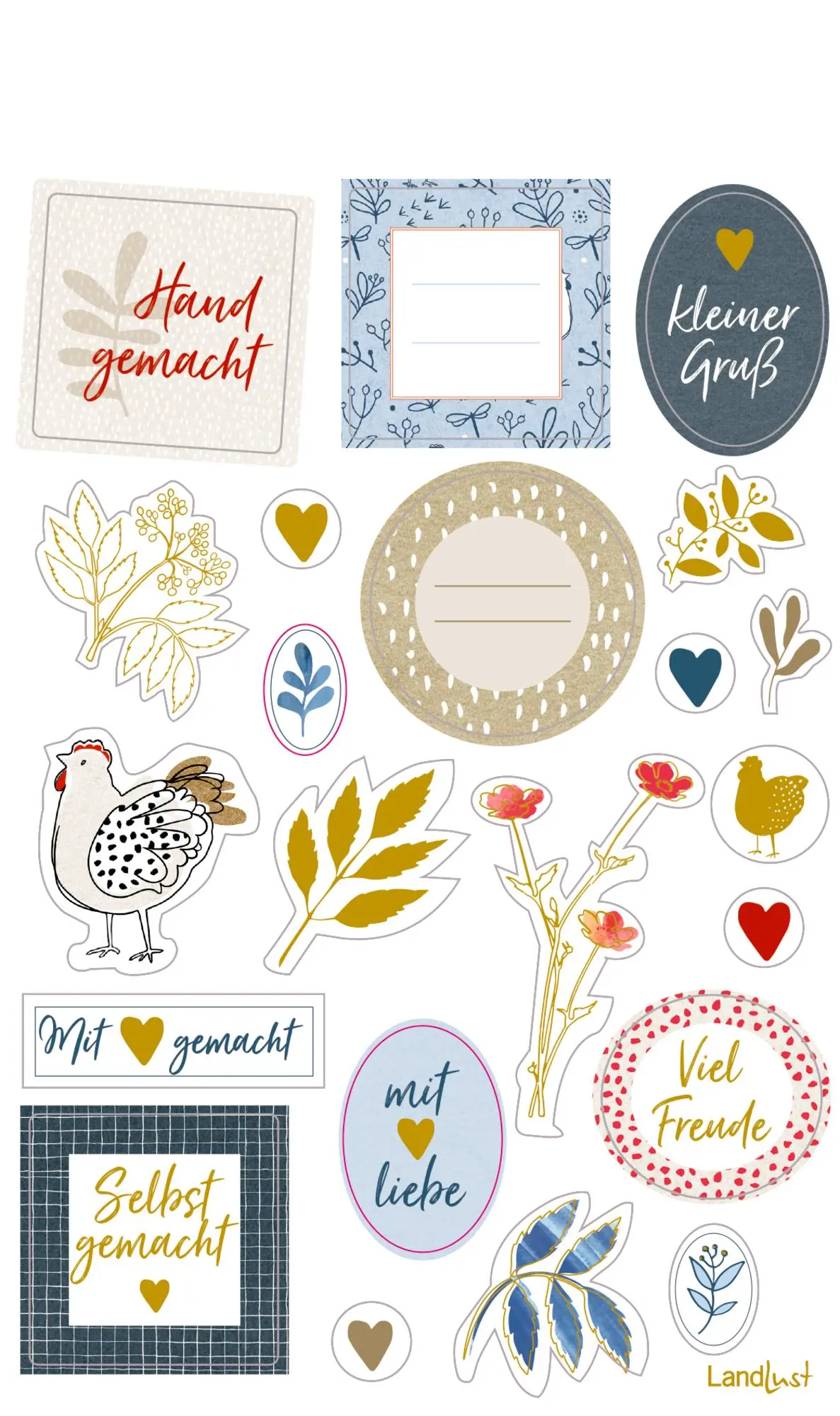 Bild: 4050003959955 | Sticker und Etiketten - Stickerbogen mit 100 Stickern | LandLust