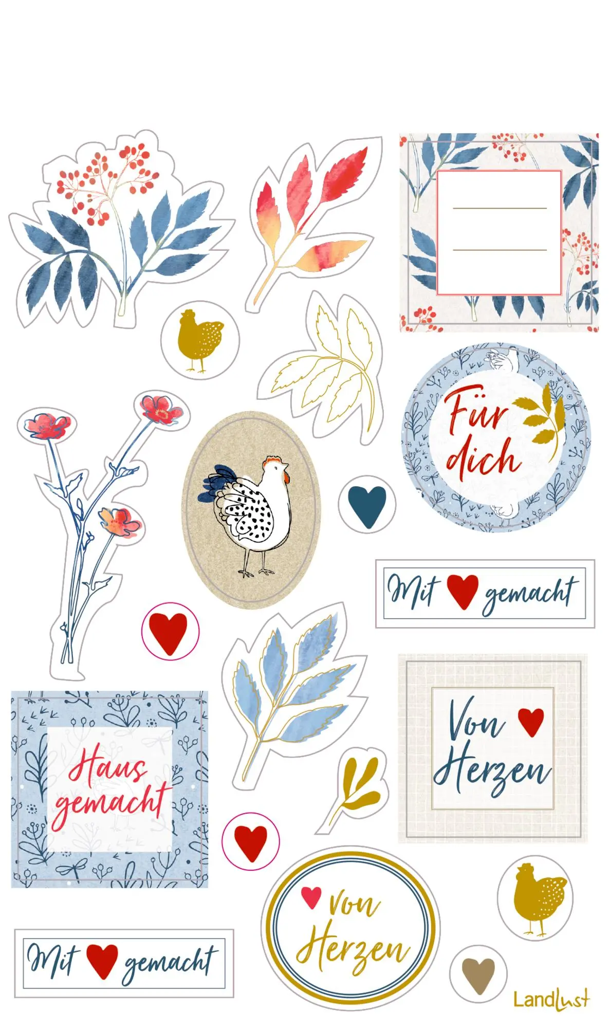 Bild: 4050003959955 | Sticker und Etiketten - Stickerbogen mit 100 Stickern | LandLust