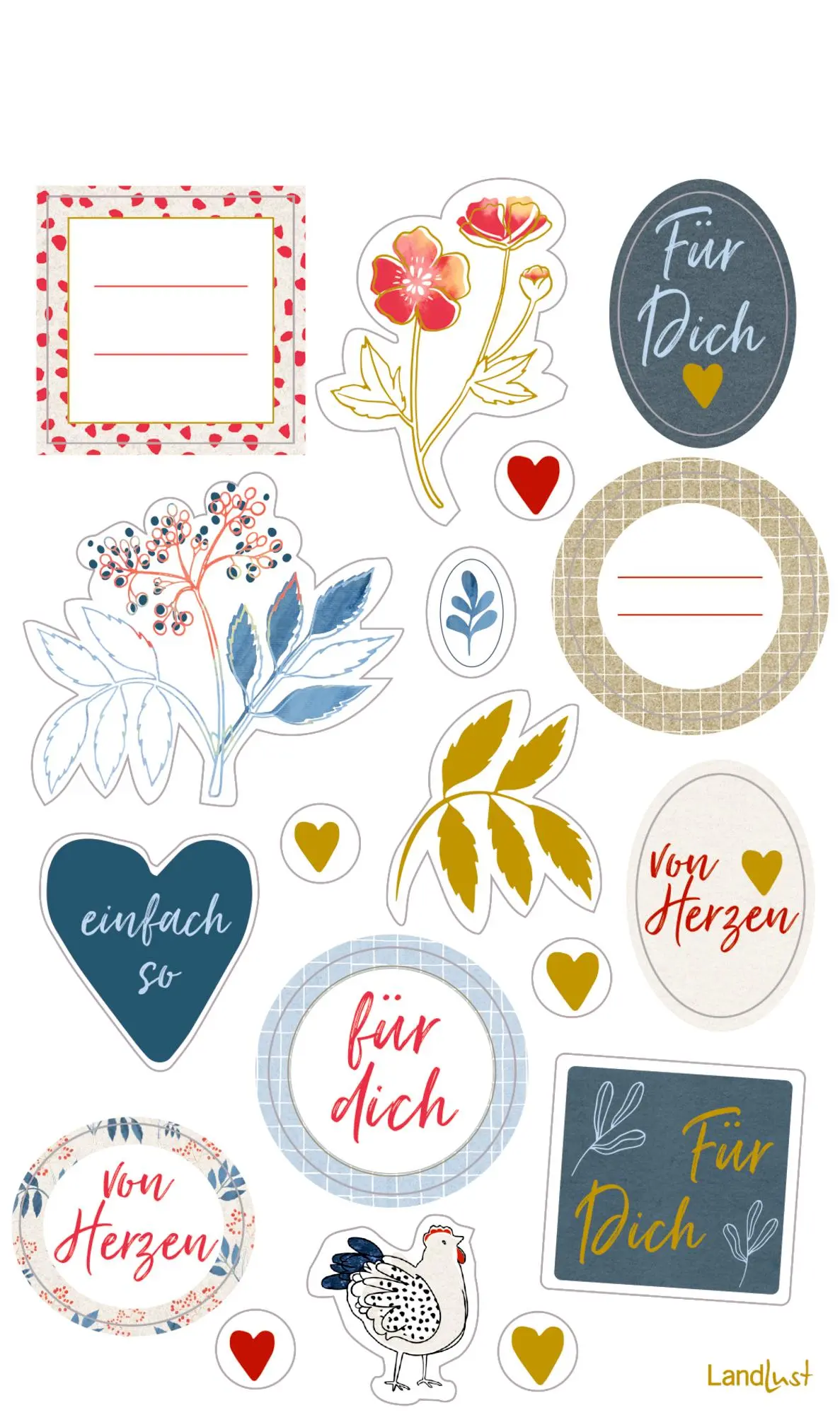 Bild: 4050003959955 | Sticker und Etiketten - Stickerbogen mit 100 Stickern | LandLust