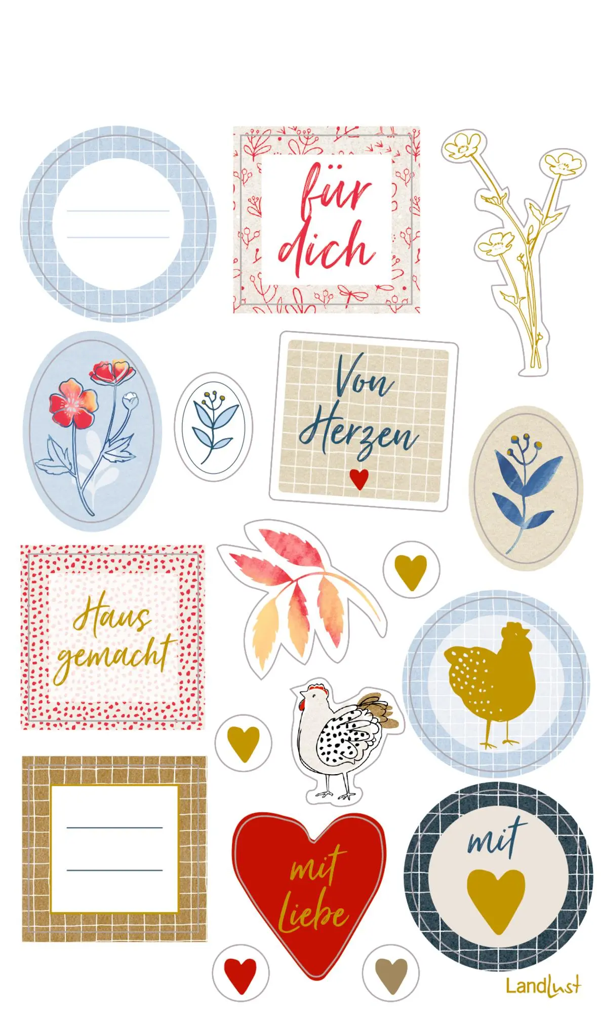 Bild: 4050003959955 | Sticker und Etiketten - Stickerbogen mit 100 Stickern | LandLust