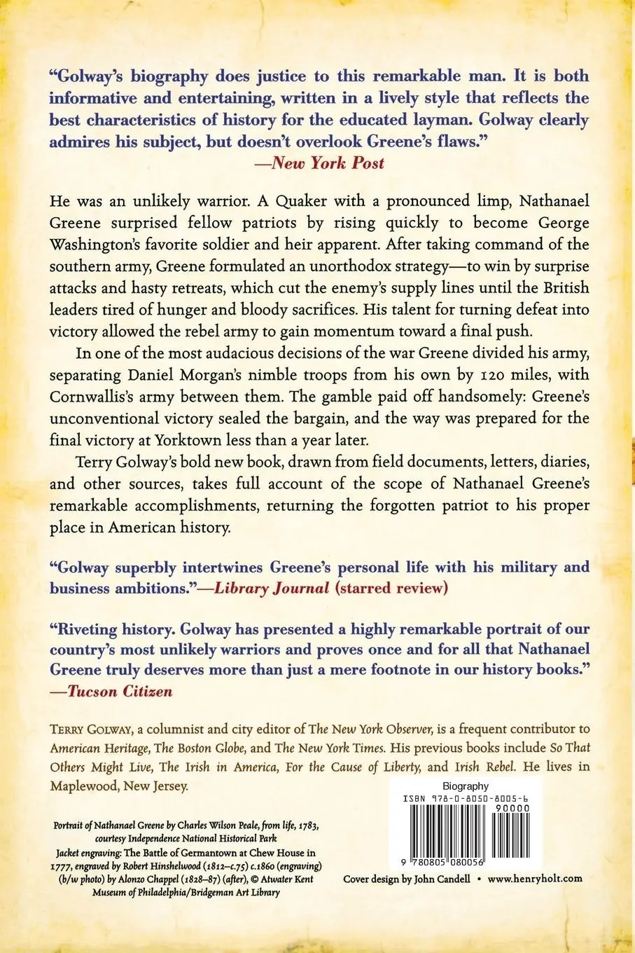 Rückseite: 9780805080056 | Washington's General | Terry Golway | Taschenbuch | Englisch | 2000