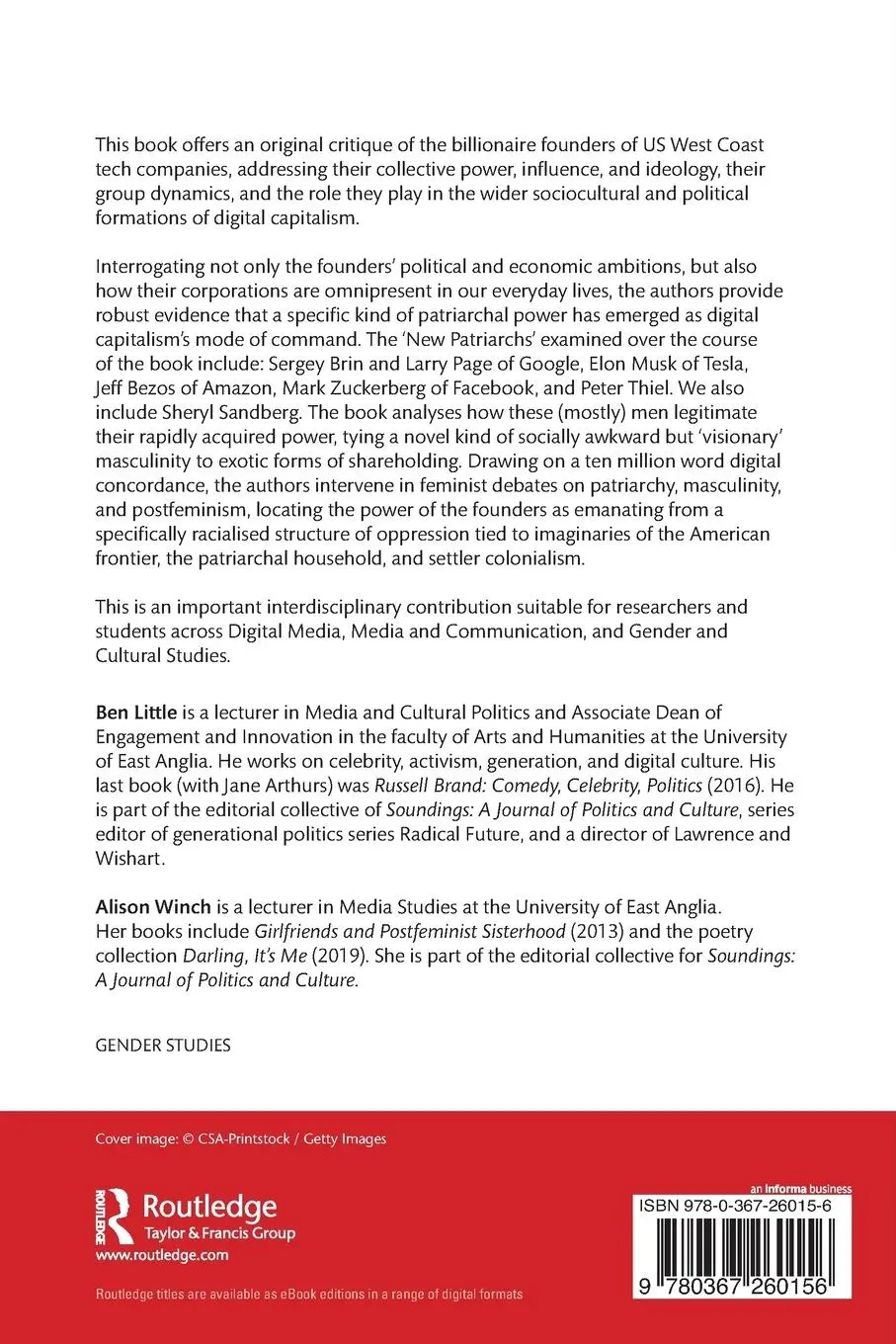 Rückseite: 9780367260156 | The New Patriarchs of Digital Capitalism | Ben Little (u. a.) | Buch
