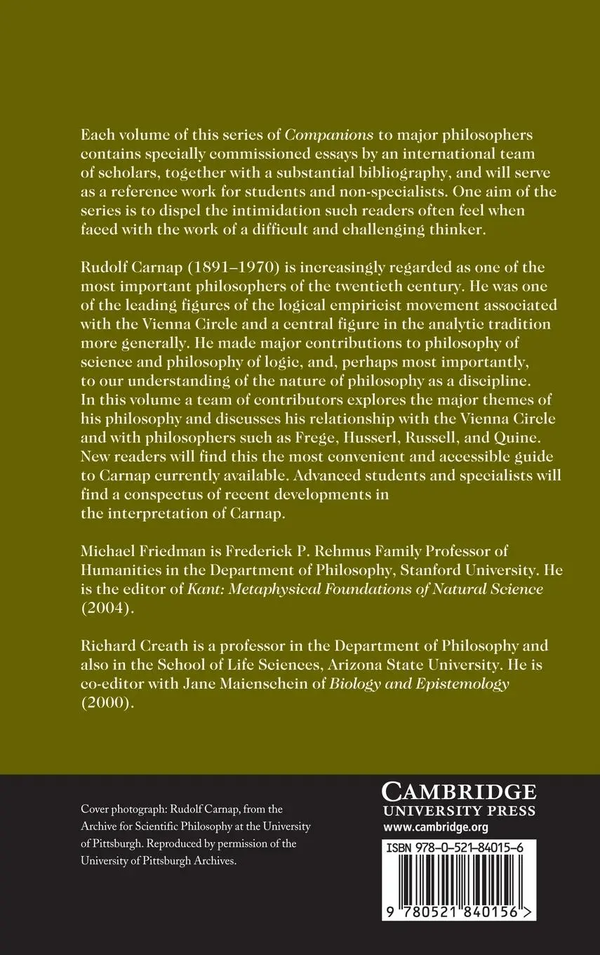 Rückseite: 9780521840156 | The Cambridge Companion to Carnap | Michael Friedman (u. a.) | Buch