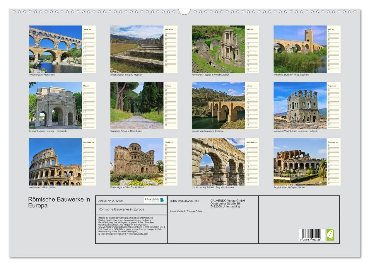Bild: 9783457980156 | Römische Bauwerke in Europa (Wandkalender 2026 DIN A2 quer),...