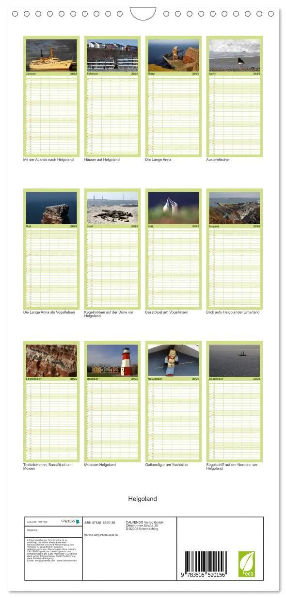 Bild: 9783516520156 | Familienplaner 2026 - Helgoland mit 5 Spalten (Wandkalender, 21 x...