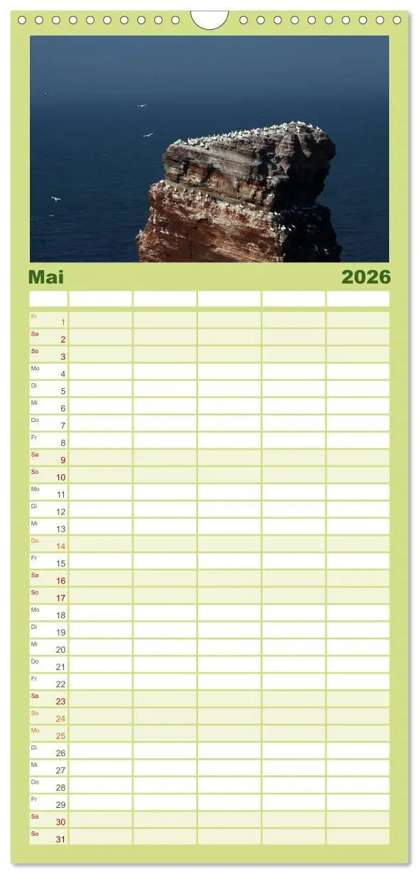 Bild: 9783516520156 | Familienplaner 2026 - Helgoland mit 5 Spalten (Wandkalender, 21 x...