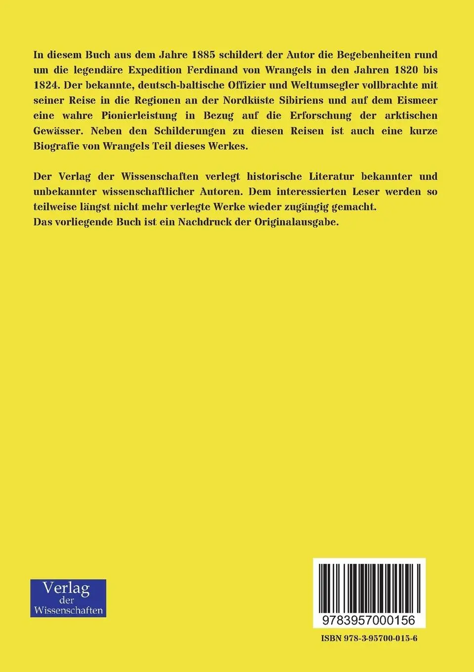 Rückseite: 9783957000156 | Ferdinand von Wrangel und seine Reise längs der Nordküste von...