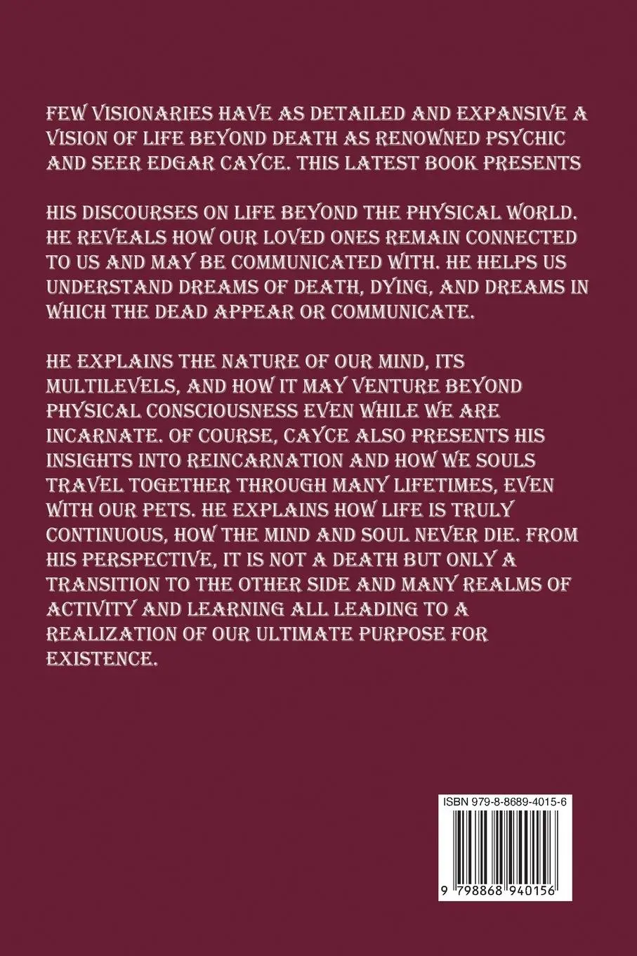 Rückseite: 9798868940156 | Beyond Death | Visions of the Other Side | Edgar Cayce | Taschenbuch