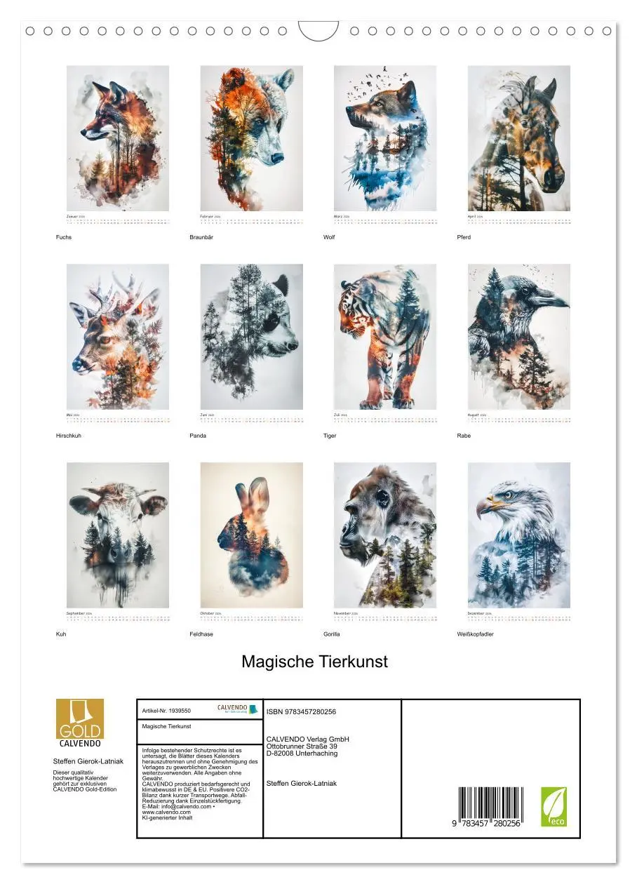 Bild: 9783457280256 | Magische Tierkunst (Wandkalender 2026 DIN A3 hoch), CALVENDO...