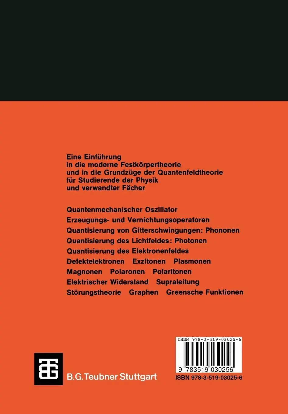Rückseite: 9783519030256 | Quantenfeldtheorie des Festkörpers | H. Haken | Taschenbuch | 312 S.