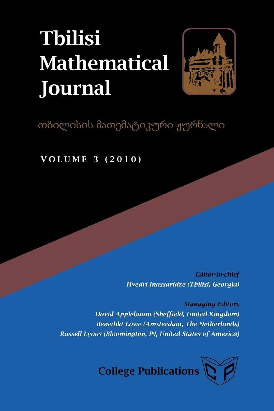 Cover: 9781848900356 | Tbilisi Mathematical Journal Volume 3 (2010) | Hvedri Inassaridze