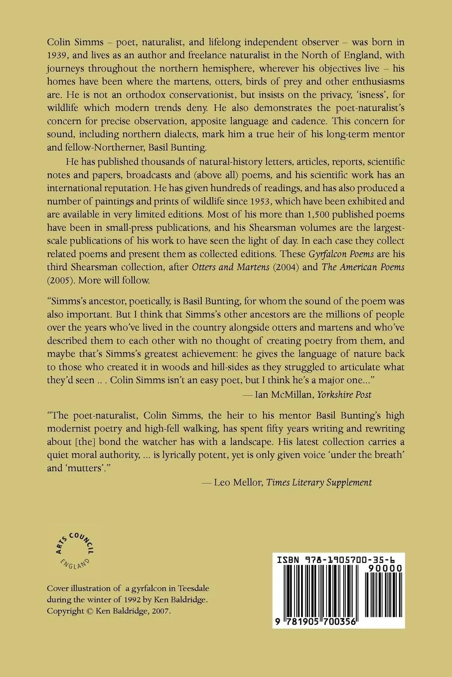 Rückseite: 9781905700356 | Gyrfalcon Poems | Colin Simms | Taschenbuch | Kartoniert / Broschiert