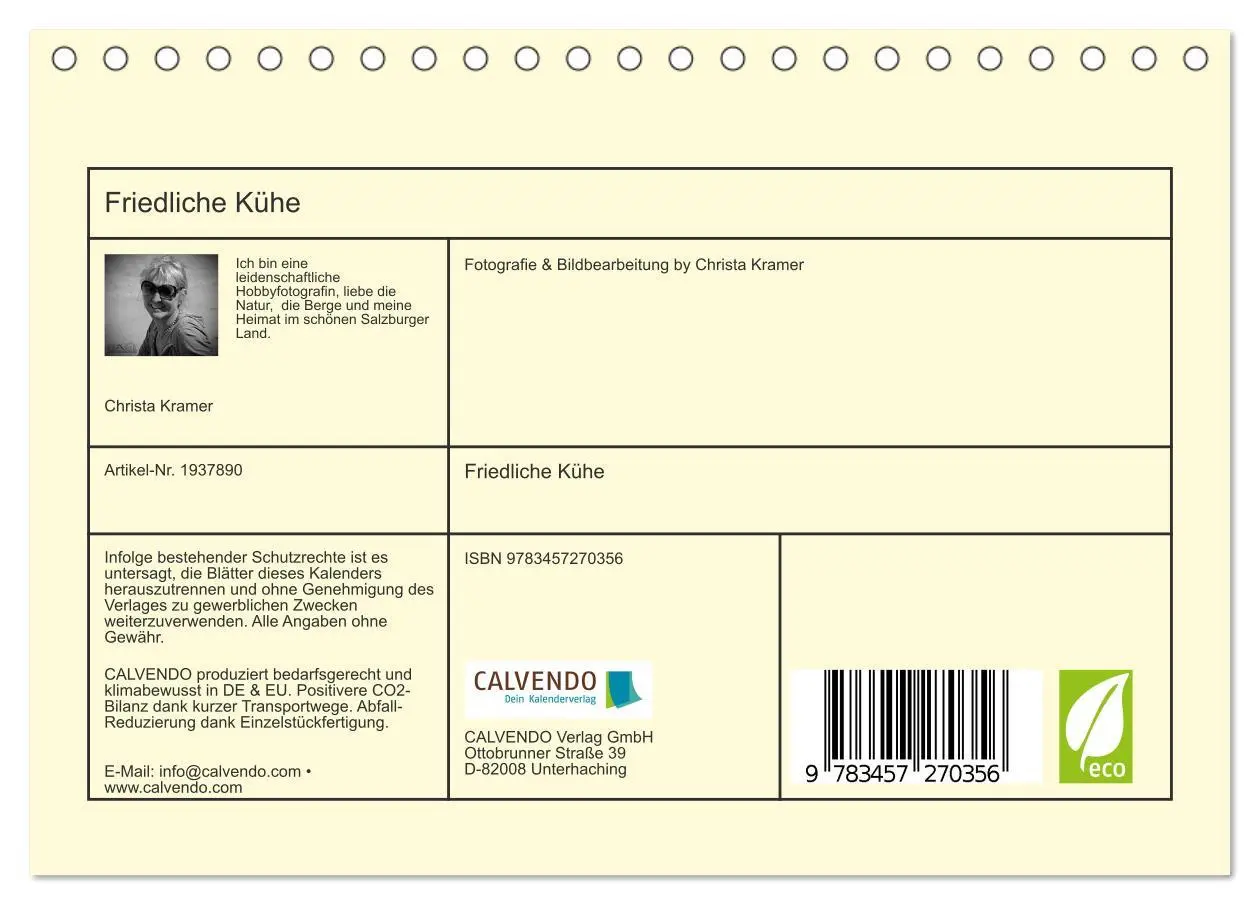Bild: 9783457270356 | Friedliche Kühe (Tischkalender 2026 DIN A5 quer), CALVENDO...