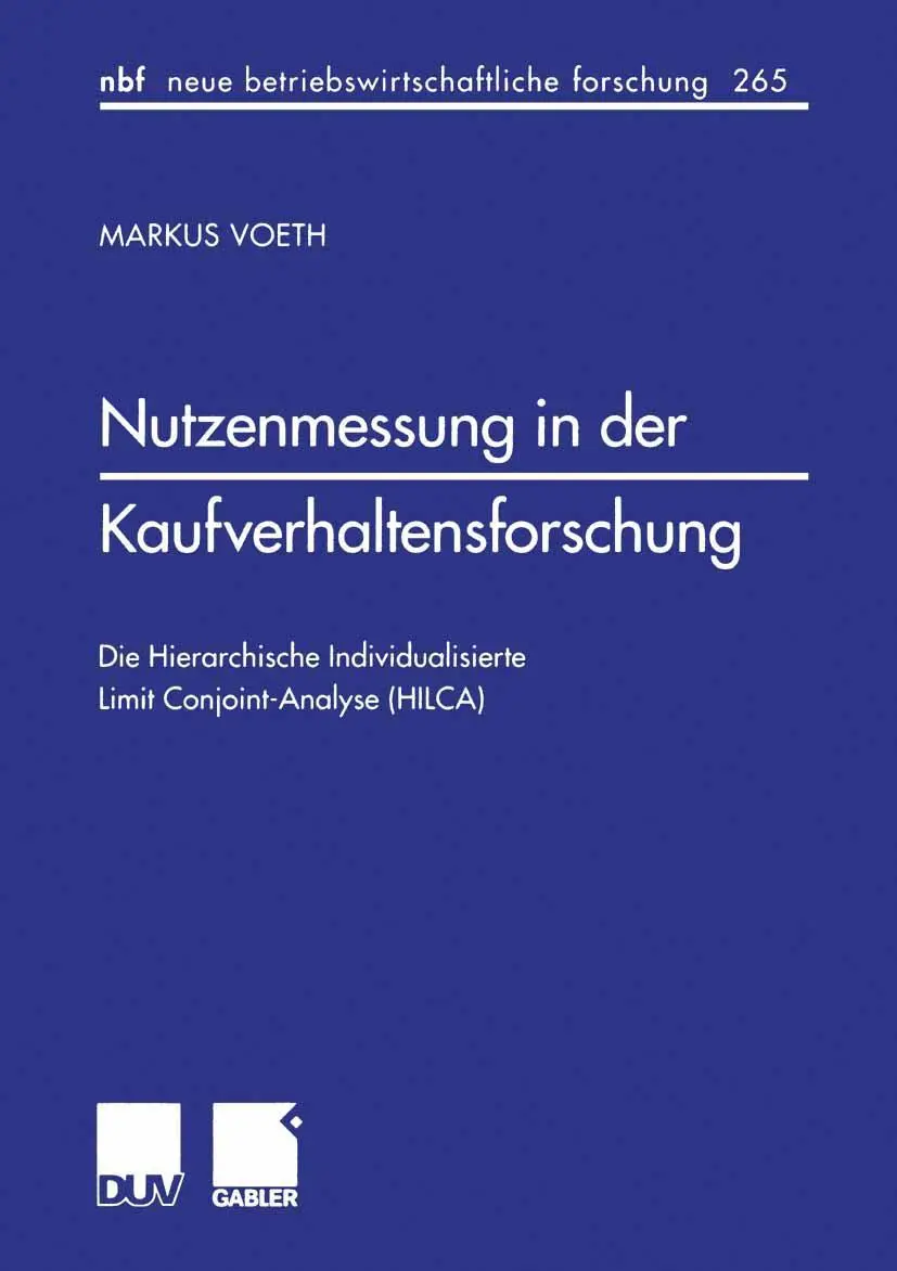 Cover: 9783824490356 | Nutzenmessung in der Kaufverhaltensforschung | Markus Voeth | Buch