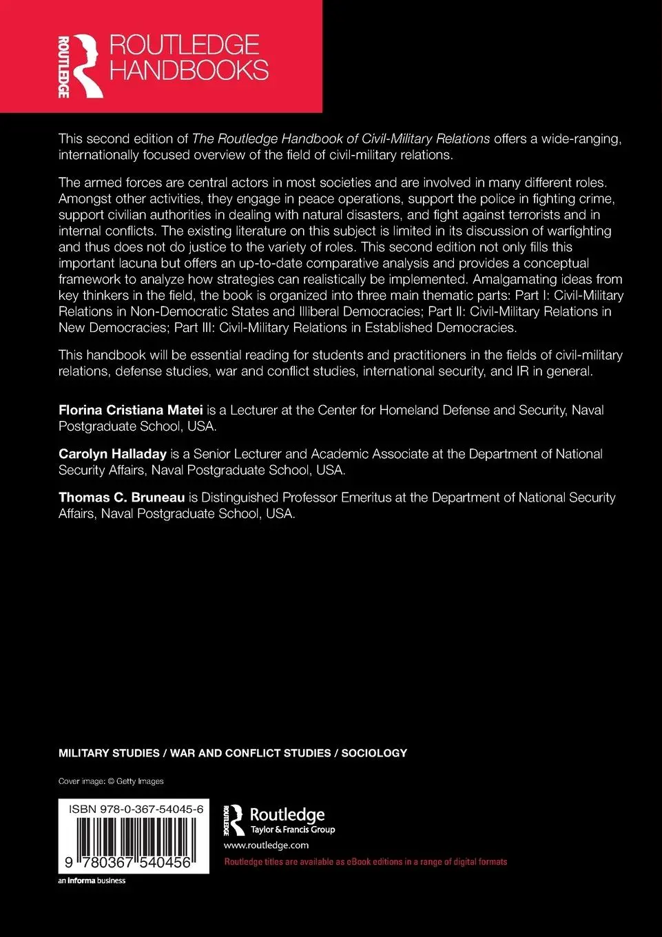 Rückseite: 9780367540456 | The Routledge Handbook of Civil-Military Relations | Matei (u. a.)