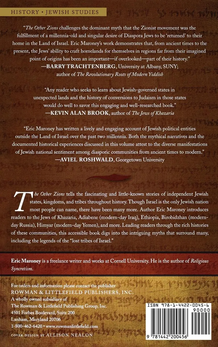 Rückseite: 9781442200456 | Other Zions | The Lost Histories of Jewish Nations | Eric Maroney