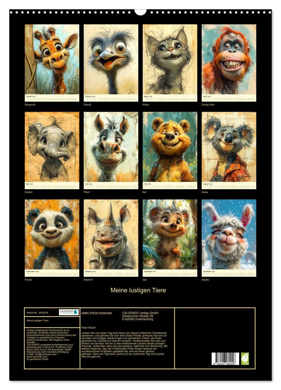 Bild: 9783516280456 | Meine lustigen Tiere (Wandkalender 2026 DIN A2 hoch), CALVENDO...