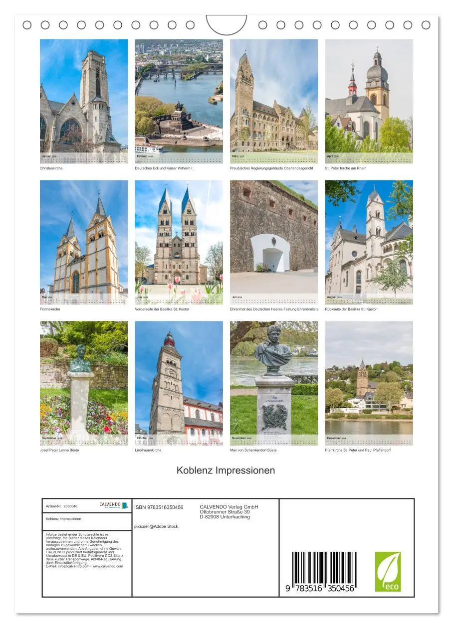 Bild: 9783516350456 | Koblenz Impressionen (Wandkalender 2026 DIN A4 hoch), CALVENDO...