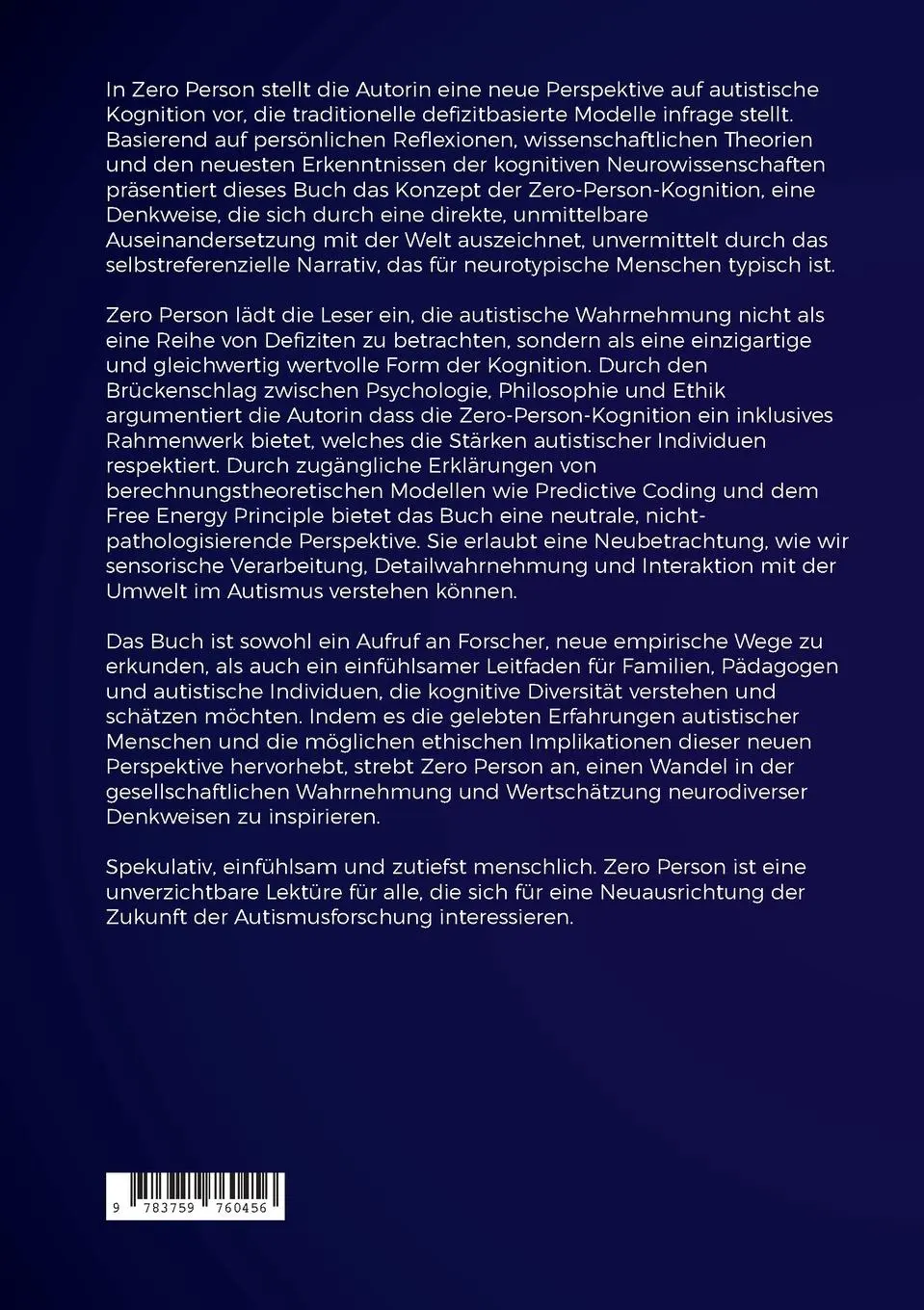 Rückseite: 9783759760456 | Zero Person | Autistische Kognition jenseits des Selbst | Holzheu