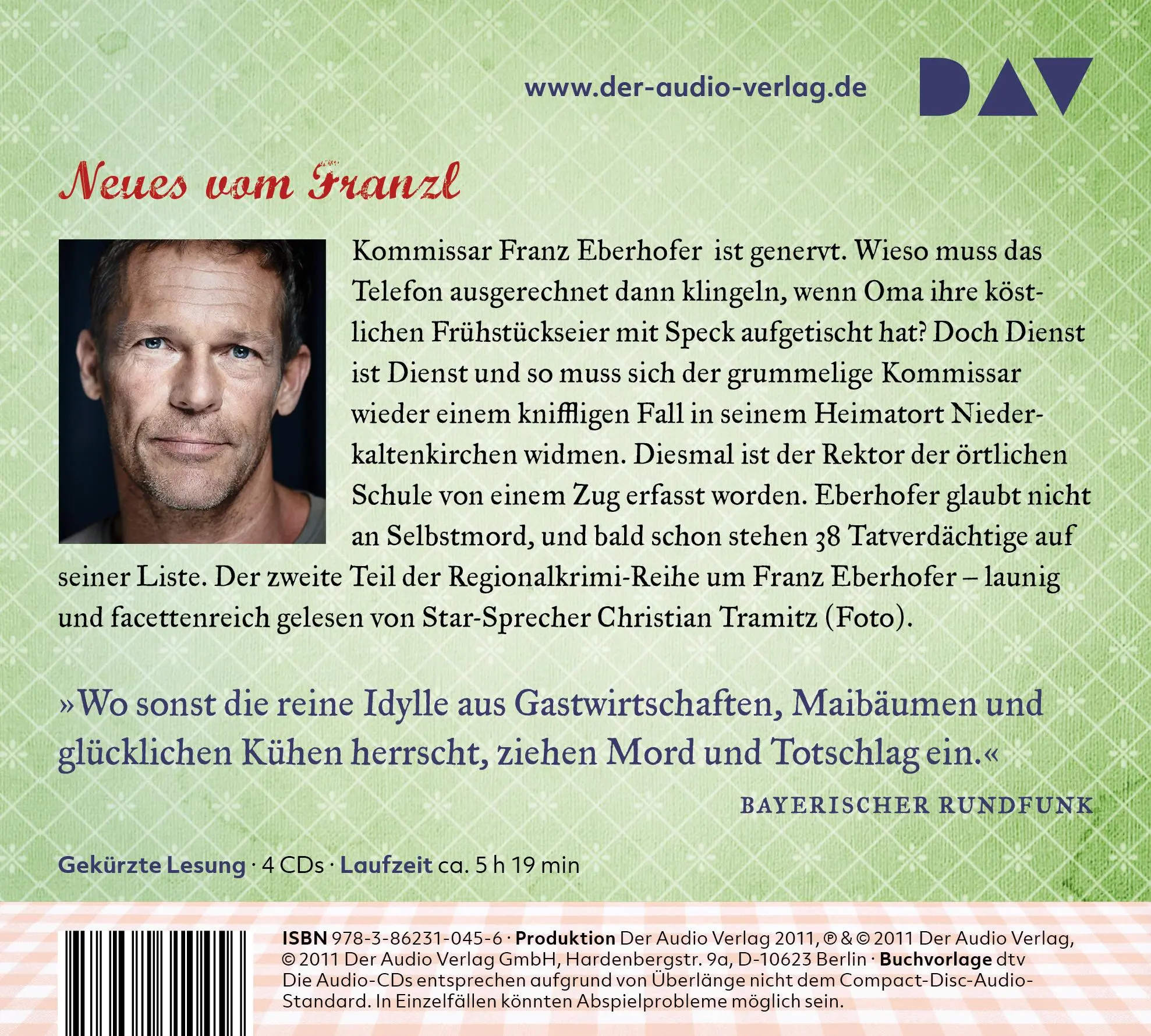 Rückseite: 9783862310456 | Dampfnudelblues. Der 2. Fall für den Eberhofer. Ein Provinzkrimi | CD