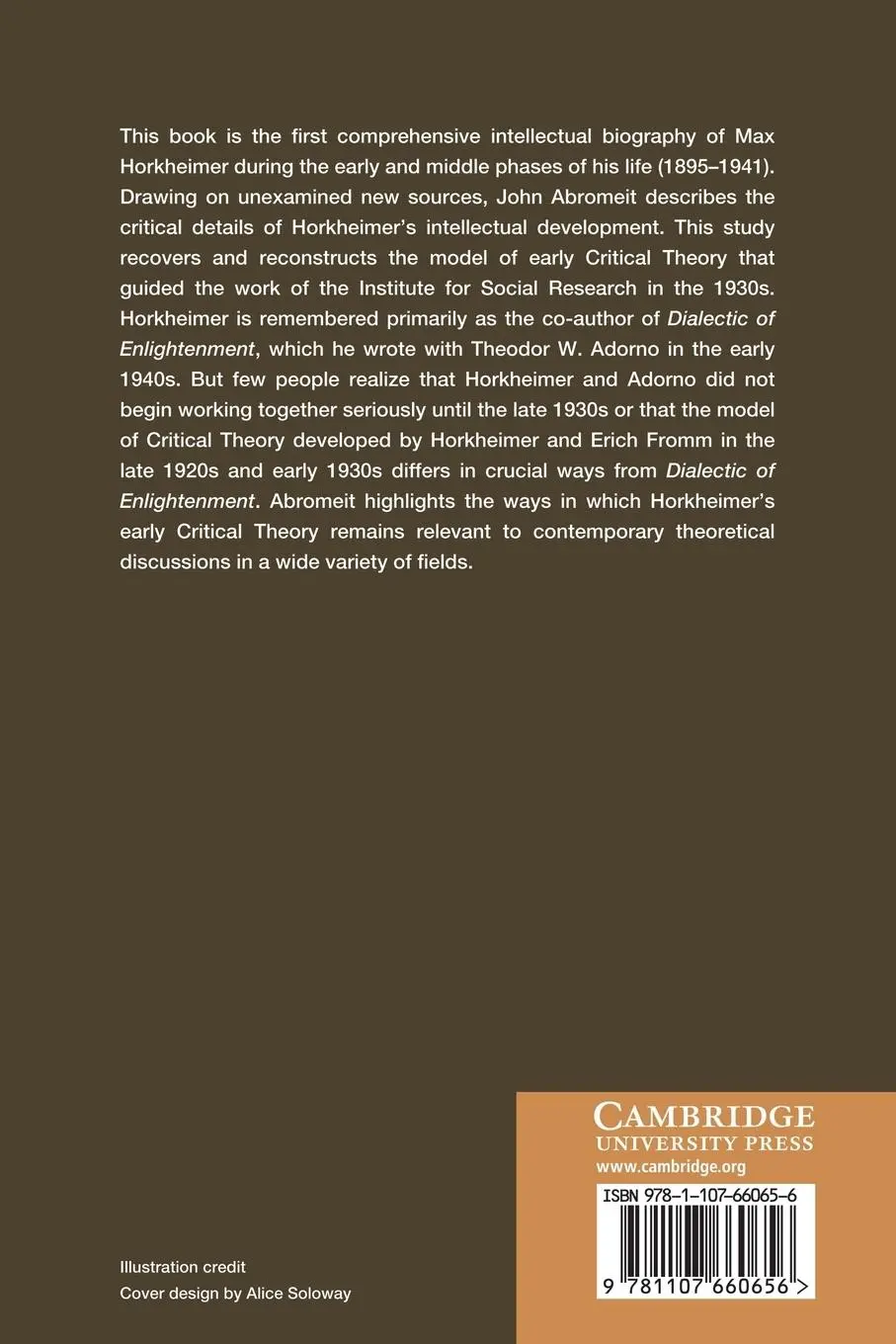 Rückseite: 9781107660656 | Max Horkheimer and the Foundations of the Frankfurt School | Abromeit