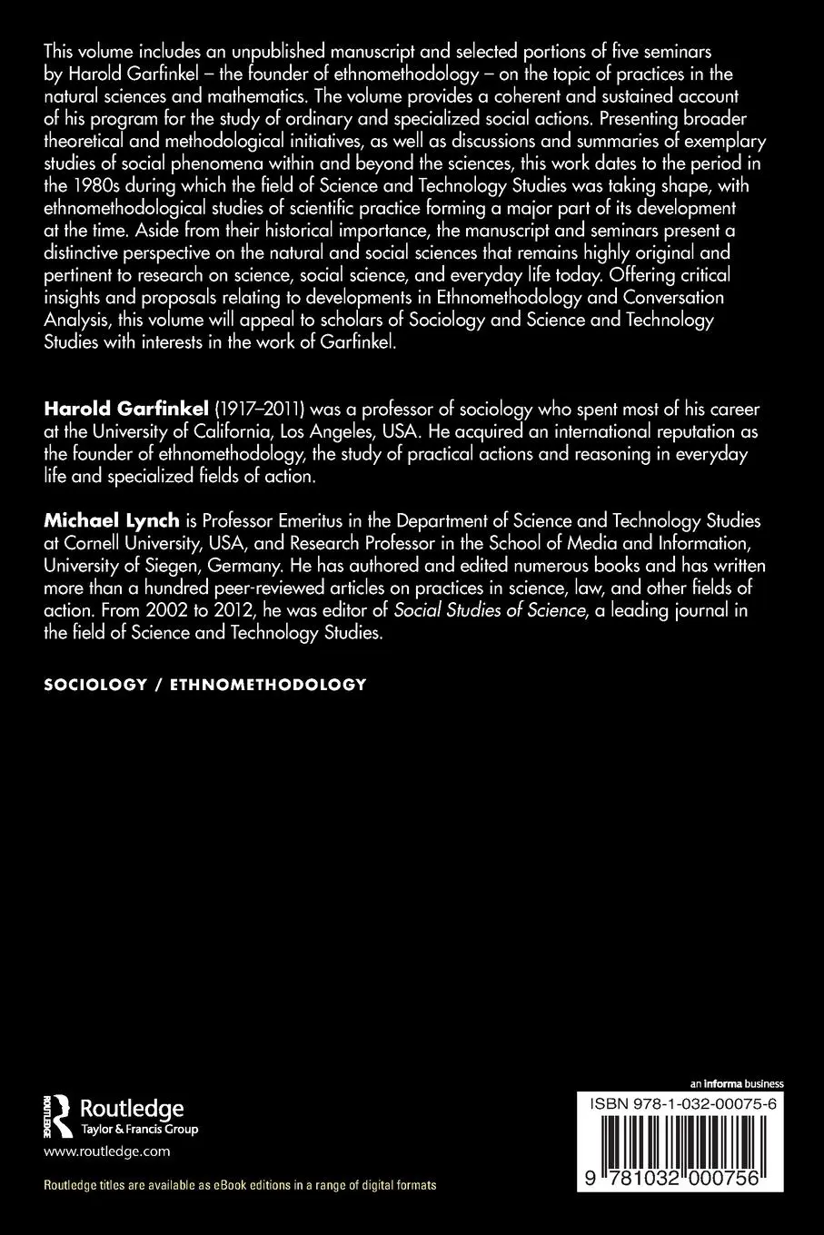 Rückseite: 9781032000756 | Harold Garfinkel | Studies of Work in the Sciences | Harold Garfinkel