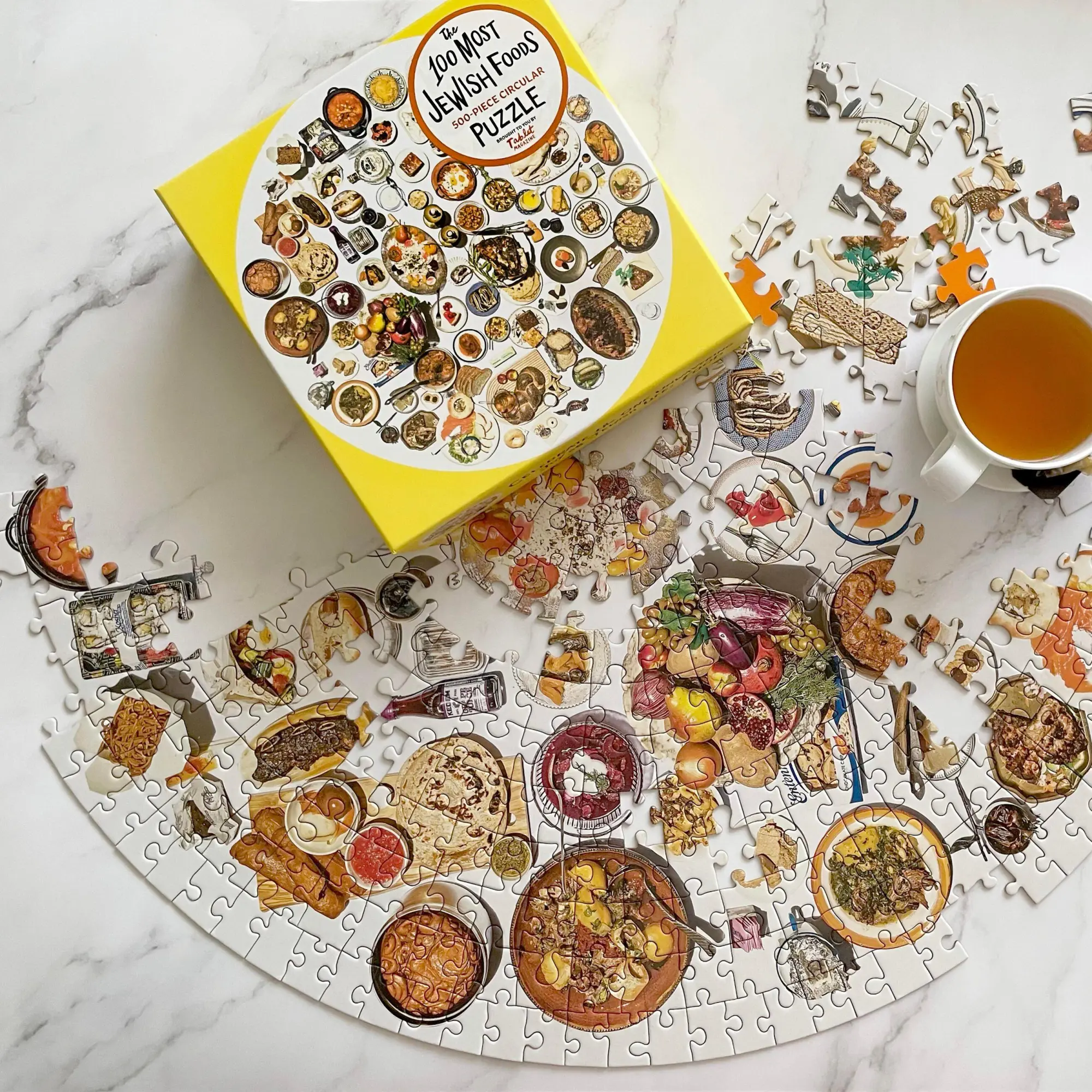 Bild: 9781648290756 | The 100 Most Jewish Foods: 500-Piece Circular Puzzle | Tablet | Spiel