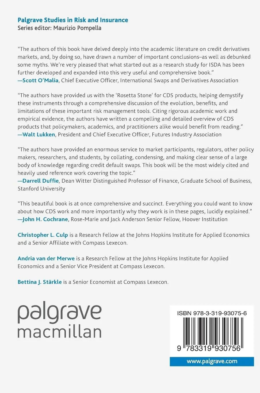 Rückseite: 9783319930756 | Credit Default Swaps | Christopher L. Culp (u. a.) | Buch | xxxvii