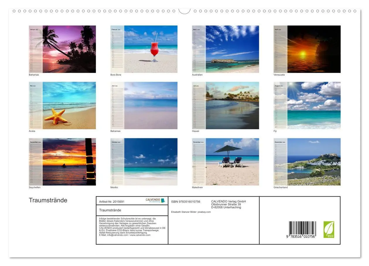 Bild: 9783516010756 | Traumstrände (hochwertiger Premium Wandkalender 2026 DIN A2 quer),...