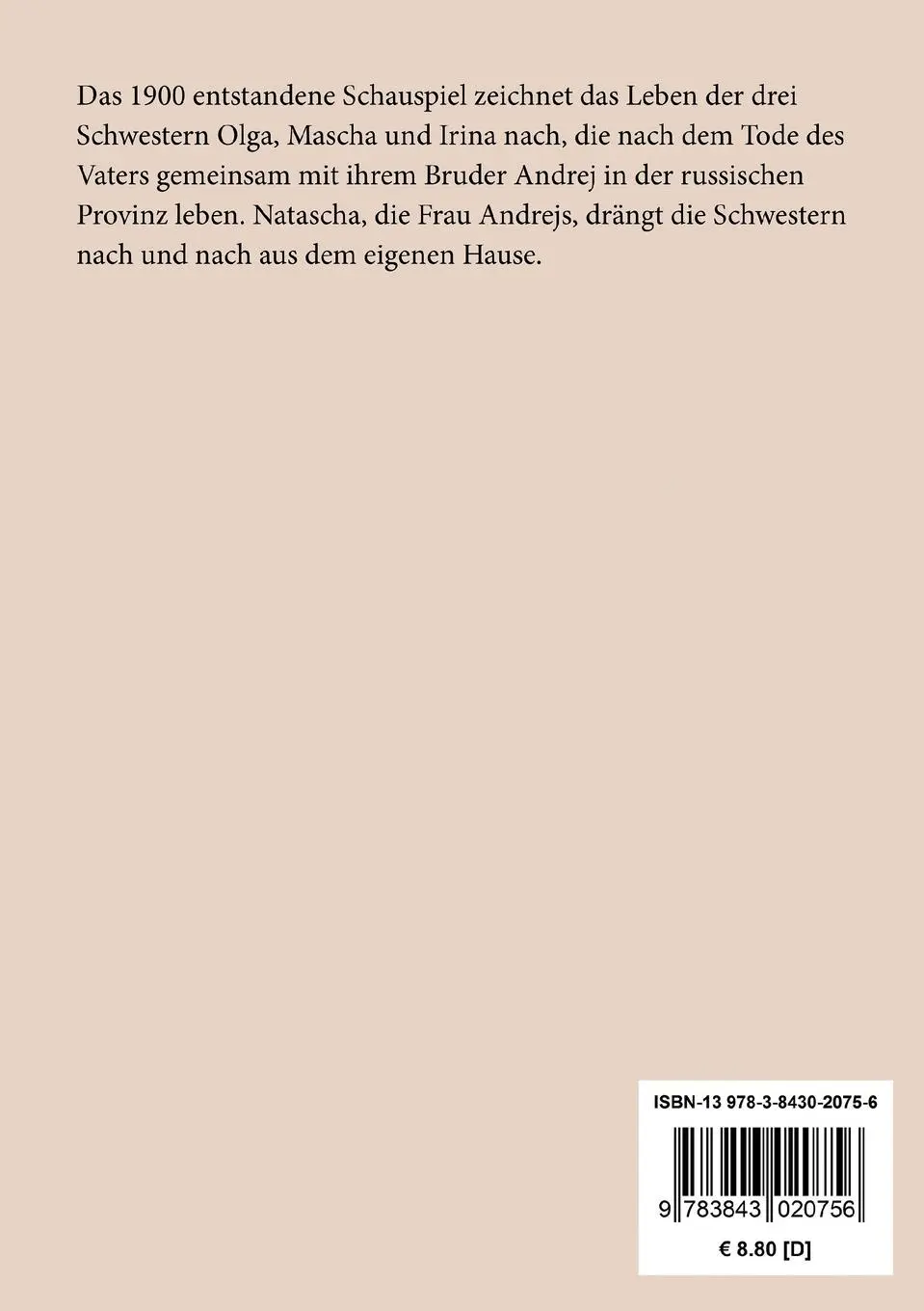 Rückseite: 9783843020756 | Drei Schwestern | (Tri Sestry) | Anton Pawlowitsch Tschechow | Buch