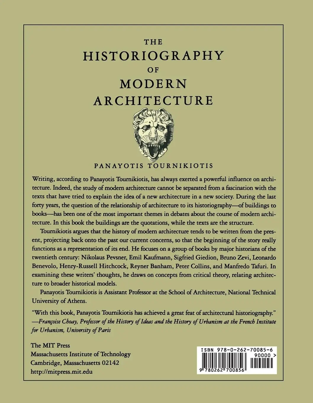 Rückseite: 9780262700856 | The Historiography of Modern Architecture | Panayotis Tournikiotis
