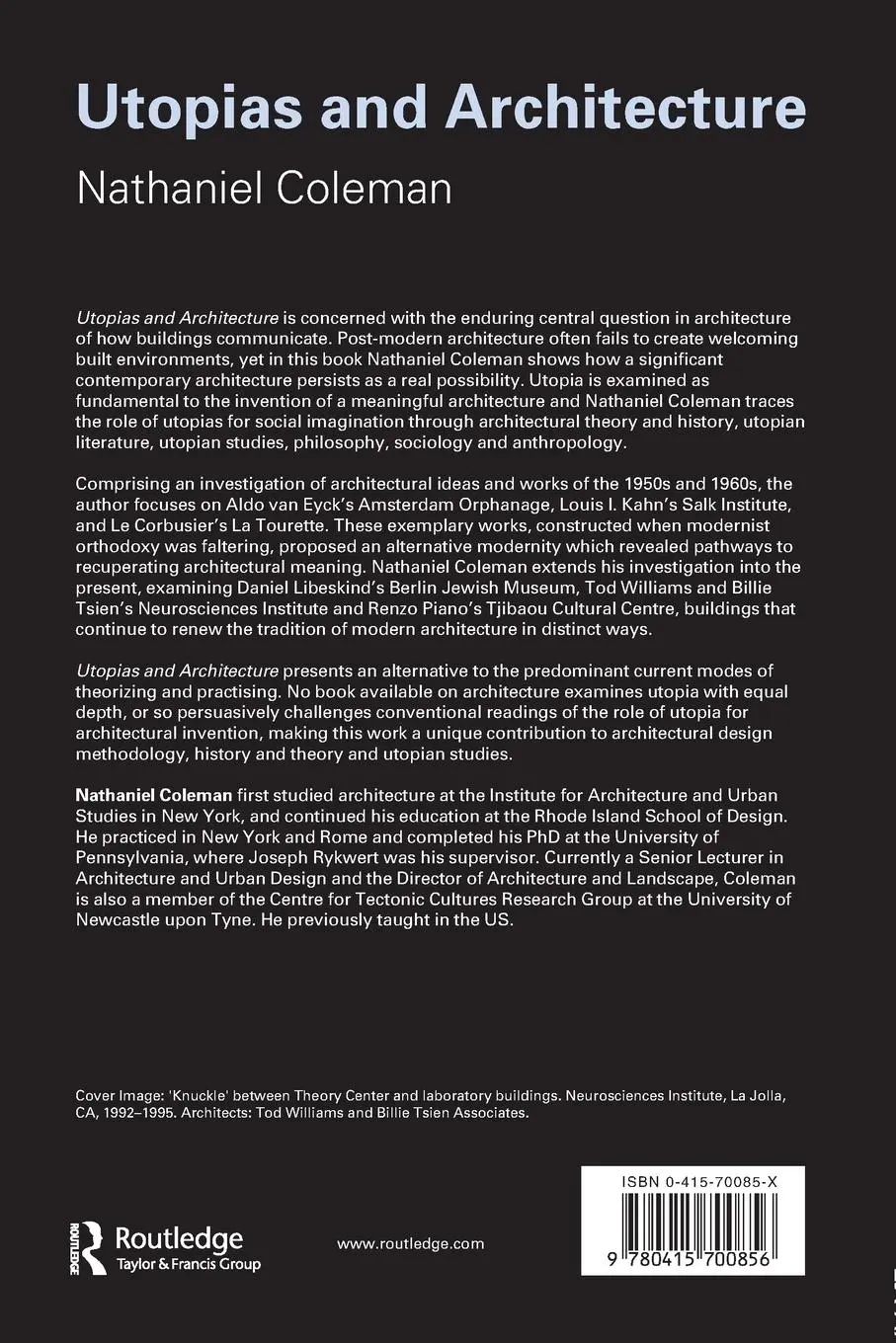 Rückseite: 9780415700856 | Utopias and Architecture | Nathaniel Coleman | Taschenbuch | Englisch