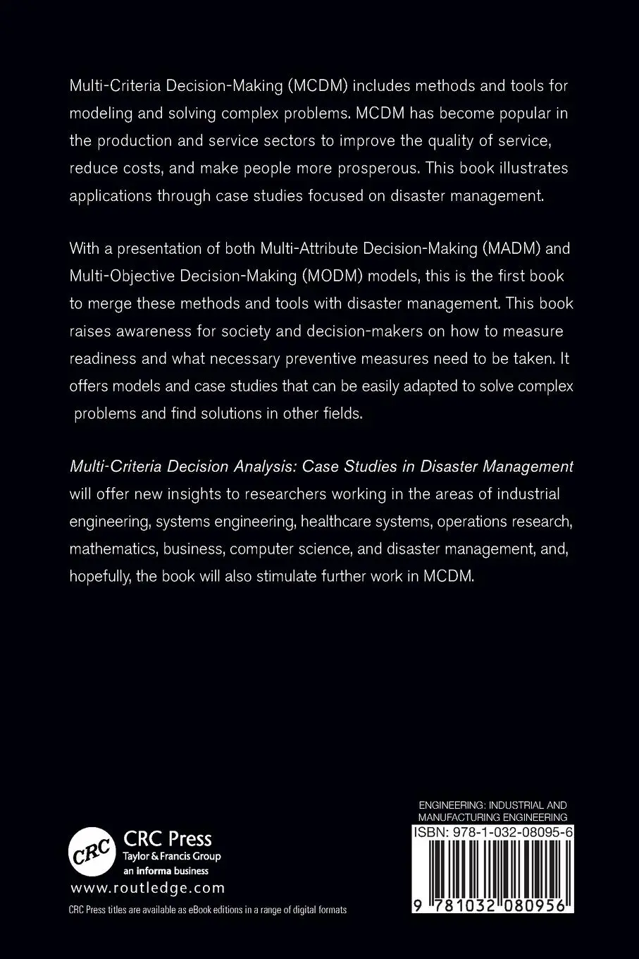 Rückseite: 9781032080956 | Multi-Criteria Decision Analysis | Case Studies in Disaster Management