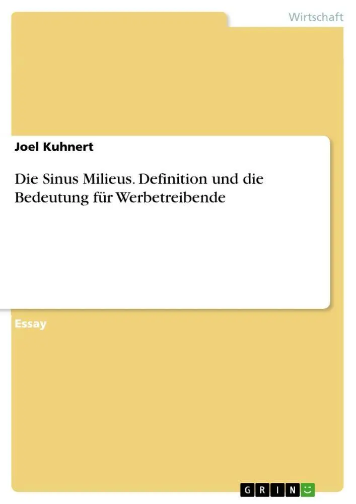 Cover: 9783346400956 | Die Sinus Milieus. Definition und die Bedeutung für Werbetreibende