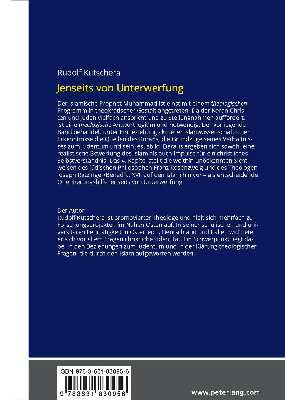 Rückseite: 9783631830956 | Jenseits von Unterwerfung | Den Islam theologisch beantworten | Buch