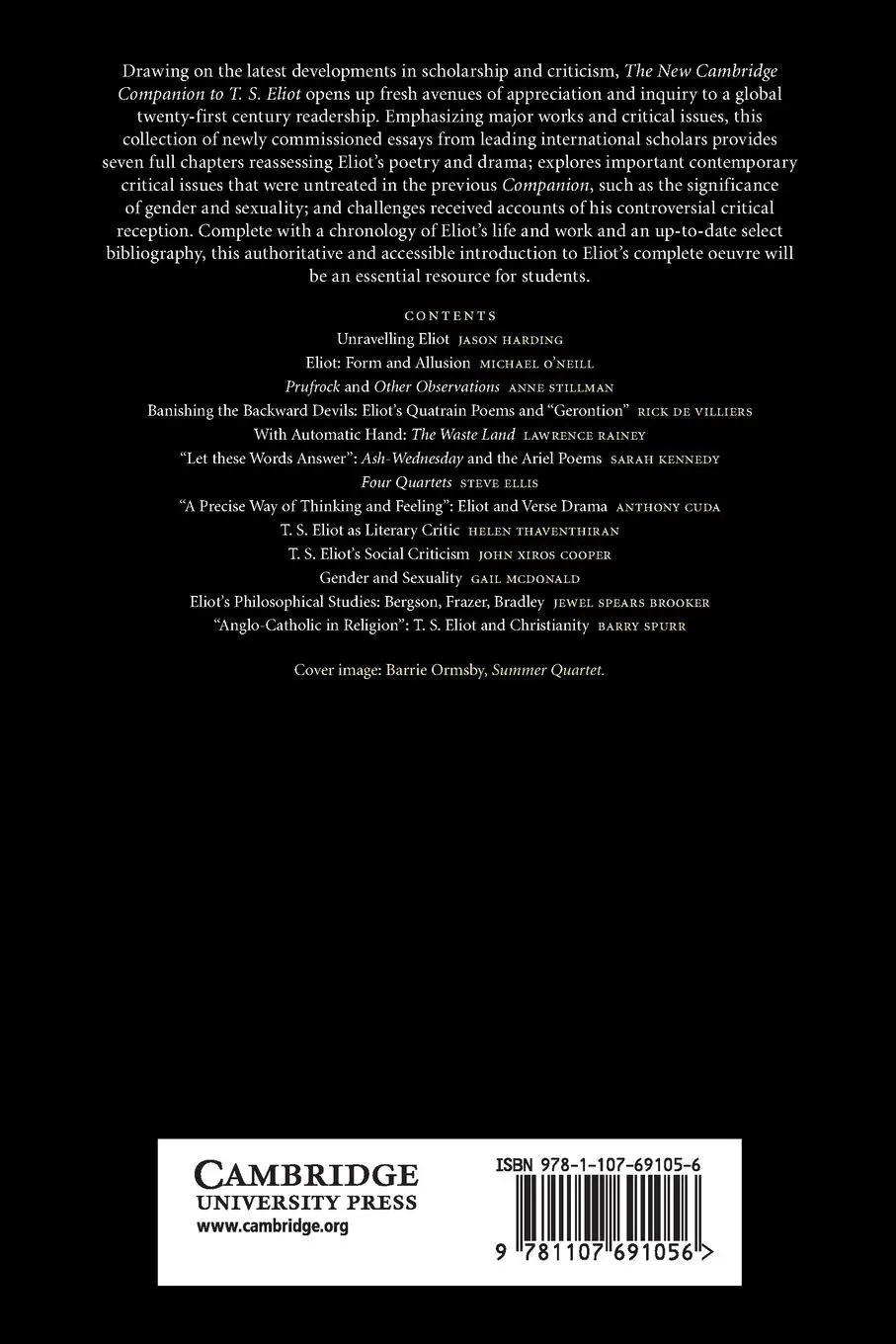 Rückseite: 9781107691056 | The New Cambridge Companion to T. S. Eliot | Jason Harding | Buch