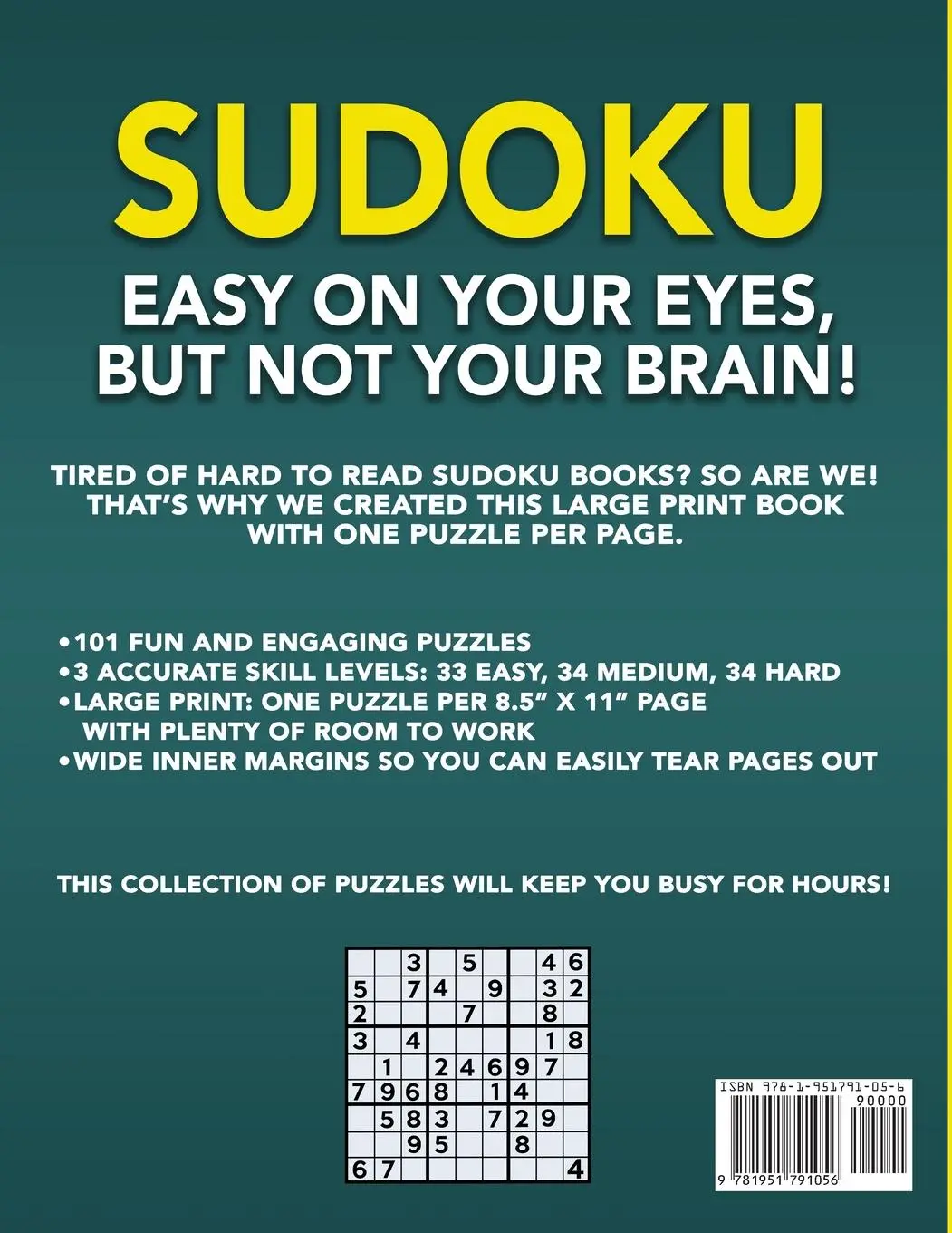 Rückseite: 9781951791056 | Sudoku Large Print 101 Puzzles Easy to Hard | Game Nest | Taschenbuch