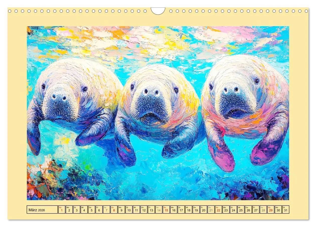 Bild: 9783457341056 | Manatee Paintings. Rundschwanzseekühe im Ölgemälde-Stil...