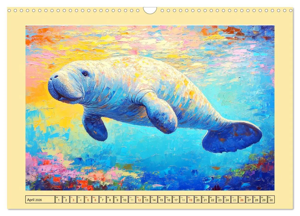 Bild: 9783457341056 | Manatee Paintings. Rundschwanzseekühe im Ölgemälde-Stil...