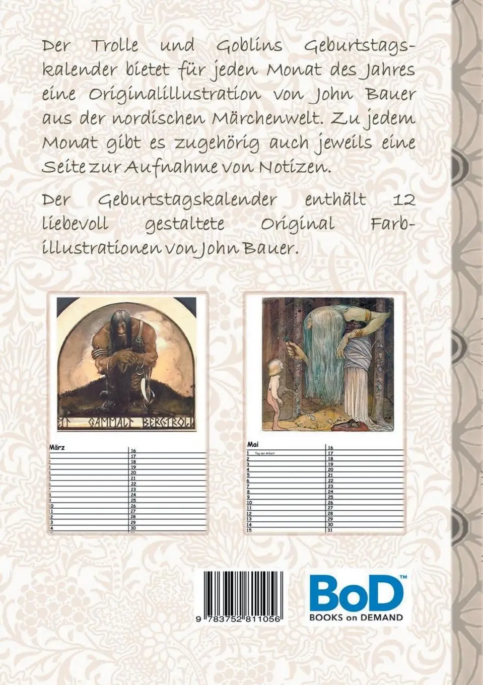 Rückseite: 9783752811056 | Der Trolle und Goblins Geburtstagskalender | John Bauer (u. a.) | Buch