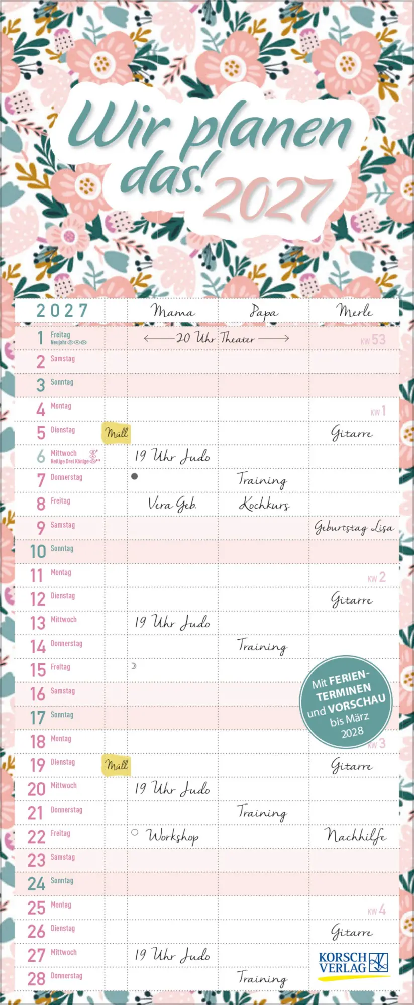 Cover: 9783819301056 | Familientimer Wir planen das! 2027 | Verlag Korsch | Kalender | 14 S.