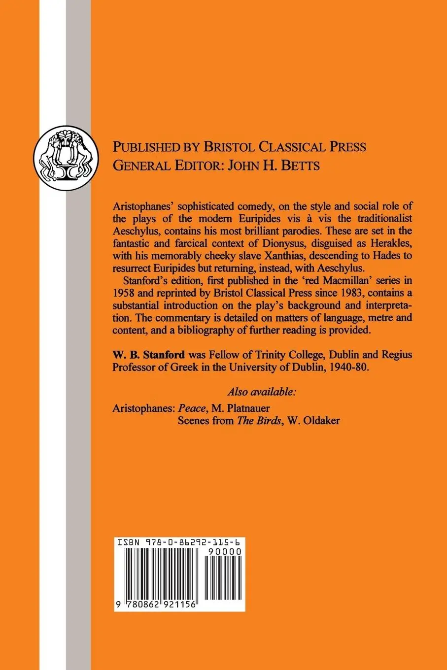 Rückseite: 9780862921156 | Aristophanes | Frogs | Aristophanes | Taschenbuch | Englisch | 2013