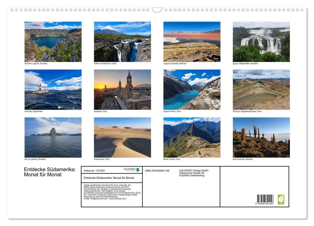 Bild: 9783383841156 | Entdecke Südamerika: Monat für Monat (Wandkalender 2025 DIN A2...