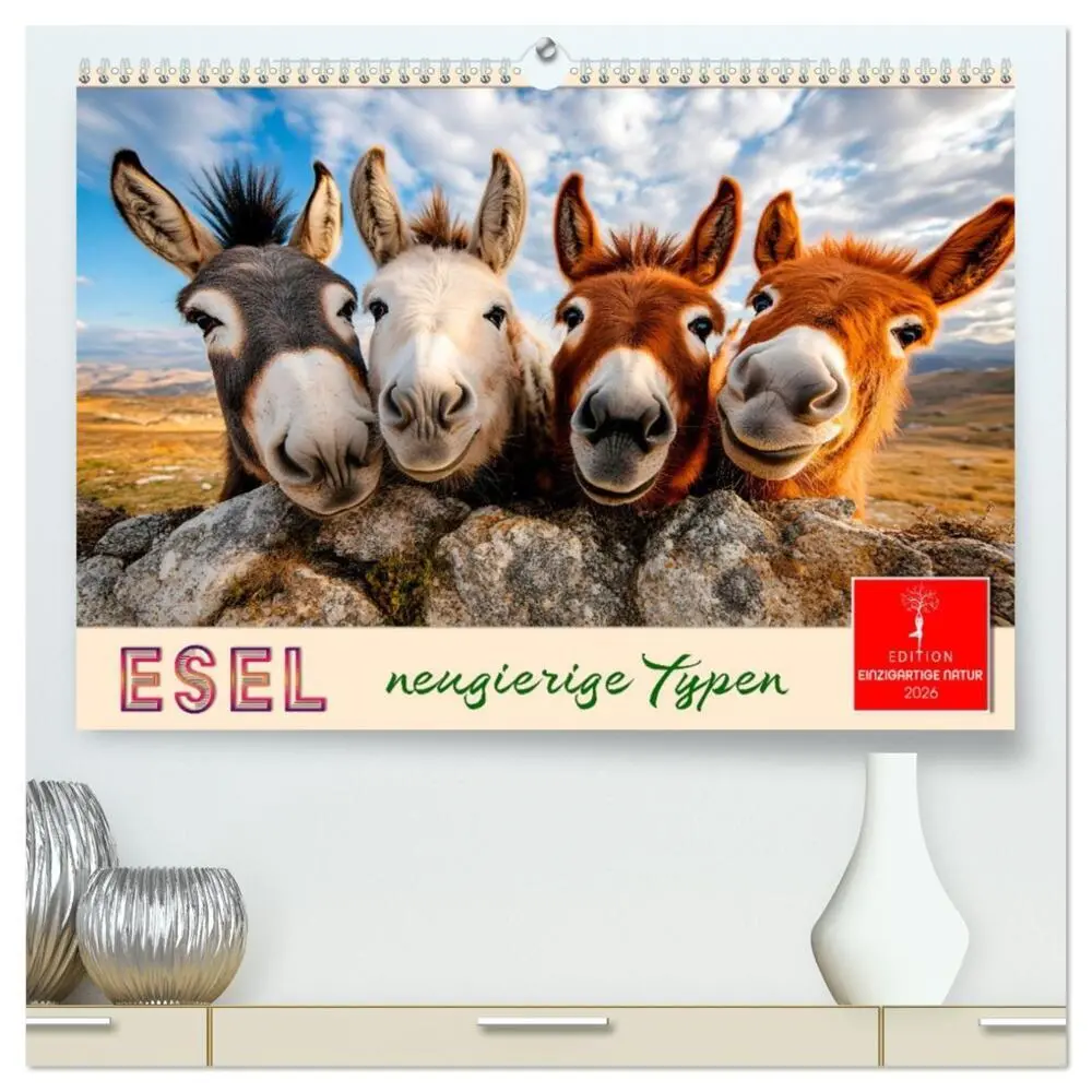 Cover: 9783457331156 | Esel - neugierige Typen (hochwertiger Premium Wandkalender 2026 DIN...