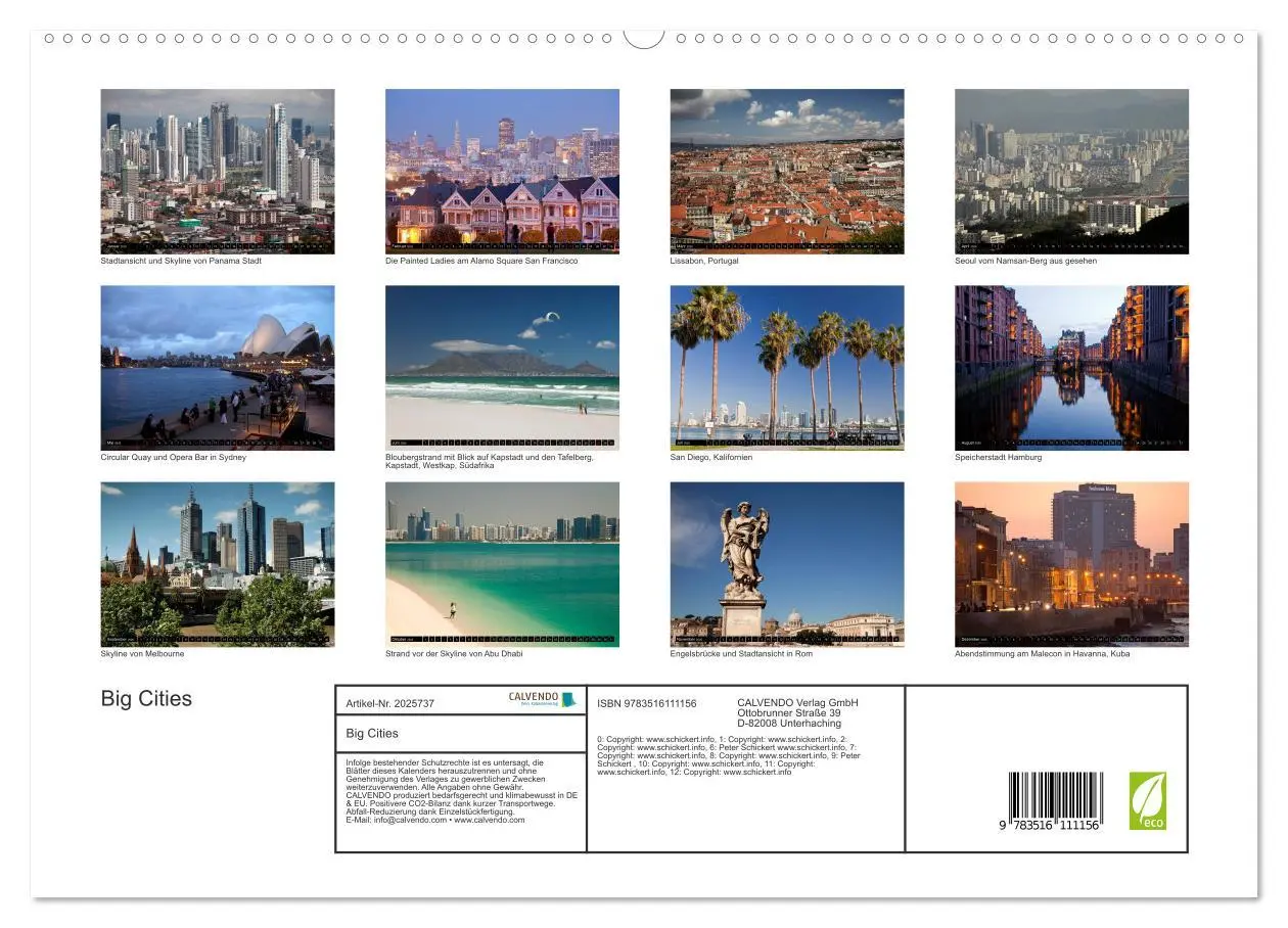 Bild: 9783516111156 | Big Cities (hochwertiger Premium Wandkalender 2026 DIN A2 quer),...