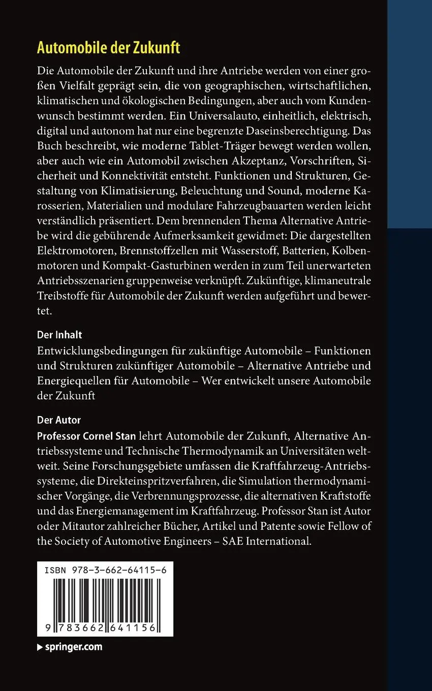 Rückseite: 9783662641156 | Automobile der Zukunft | mehr als nur elektrisch, digital, autonom