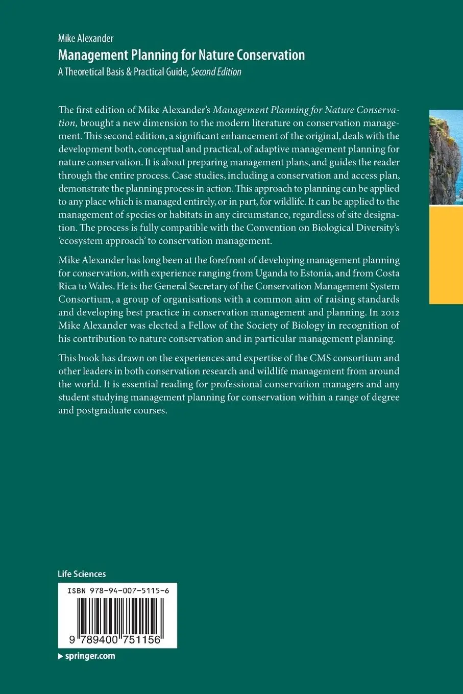 Rückseite: 9789400751156 | Management Planning for Nature Conservation | Mike Alexander | Buch