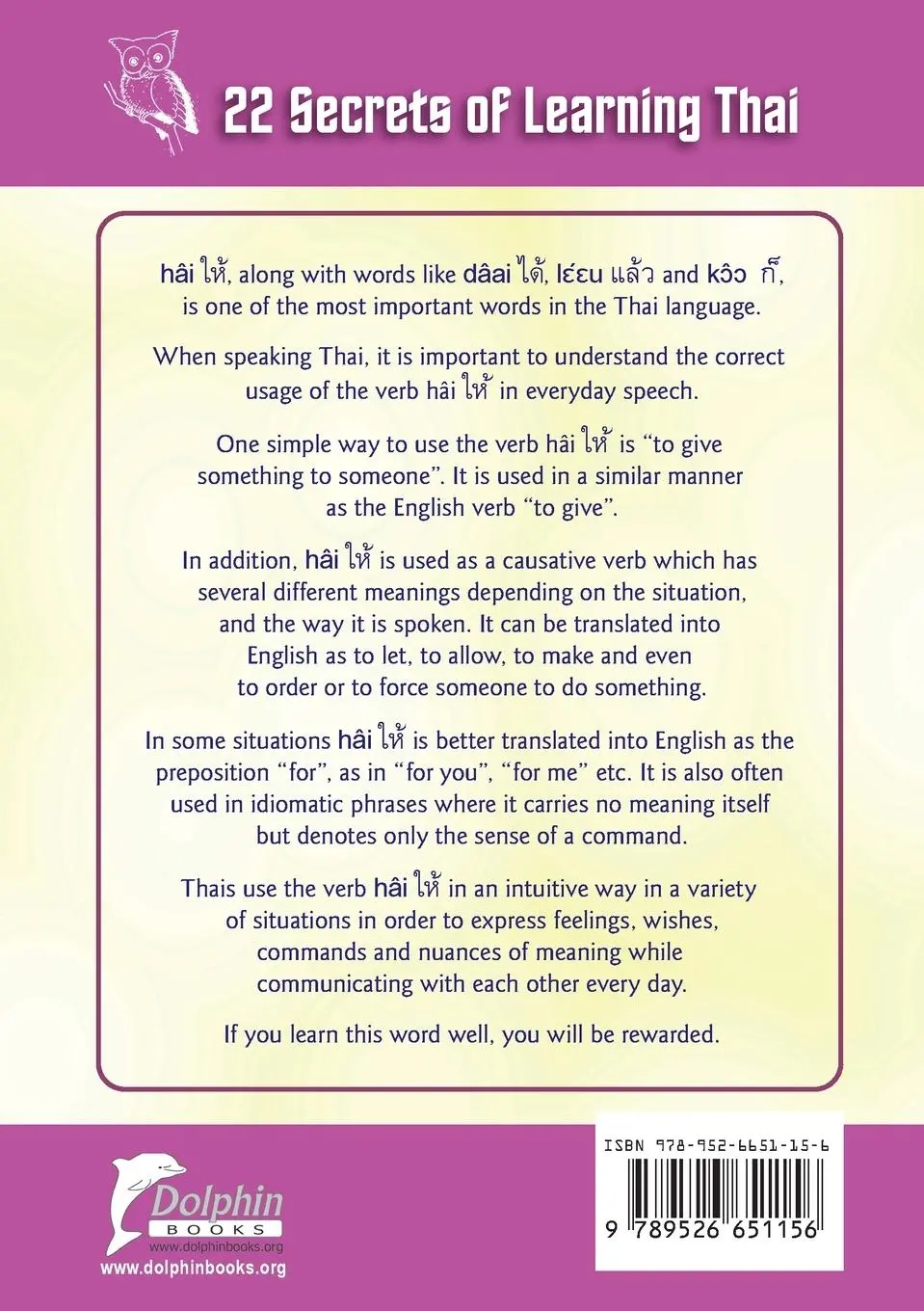 Rückseite: 9789526651156 | Learning Thai with hâi ¿¿¿ | 22 Secrets of Learning Thai | Dhyan Manik